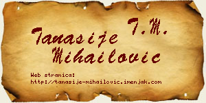 Tanasije Mihailović vizit kartica